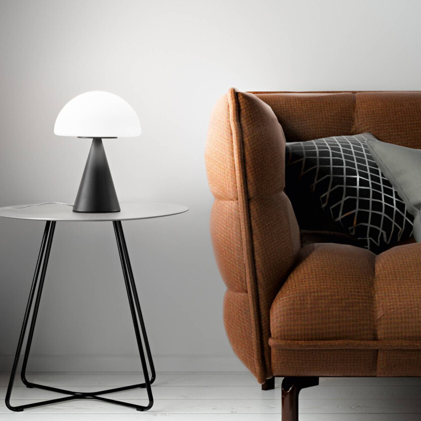 LED-bordlampe Blip, svart/hvit, glass, CCT, berøringsdimmer