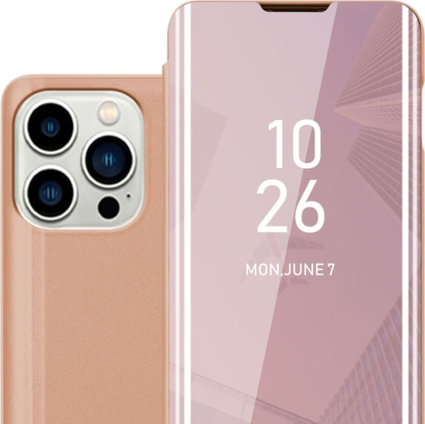 Etui for iPhone 14 PRO MAX Deksel Clear View Mirror Beskyttelsesetui med stativfunksjon 360 graders beskyttelse