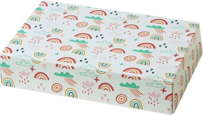 Bilde av Gaveeske/Godteboks - Regnbuer- 23x16x5cm
