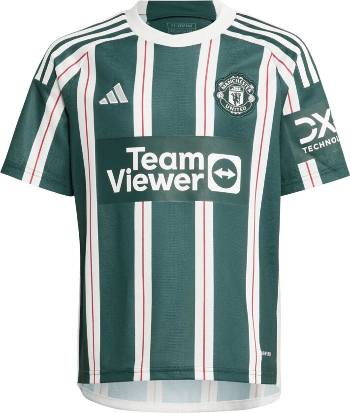 adidas Manchester United Away Jersey 2023/24, fotballdrakt, junior Green Night/core Whi