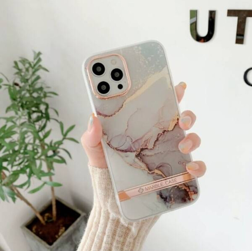 iPhone 13, Pro and Max Shockproof Case Elegant Marble and Rose Gold Details