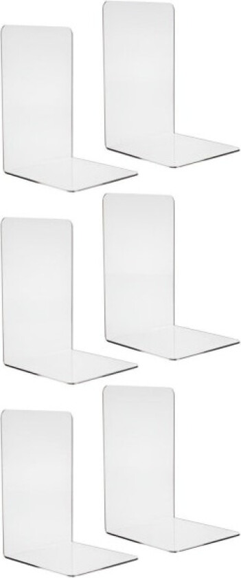 Bokstøtter i plexiglass - 6 stk Transparent