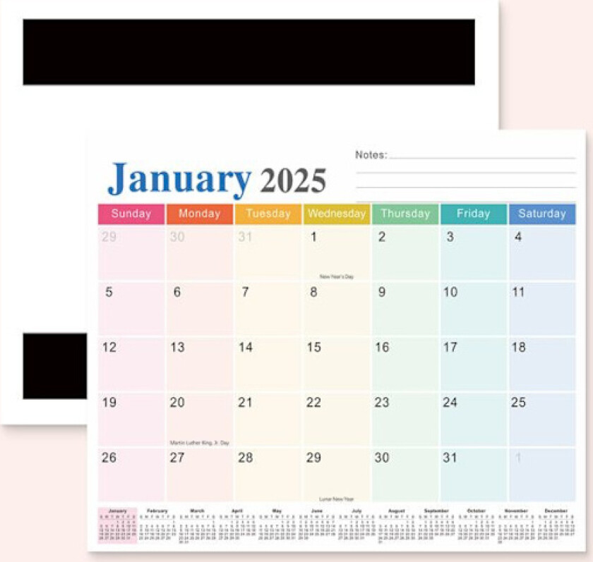 Kalender Januar 2025 Juni 2026 Papirplanlegger Kjøleskapsmagnet 30,5 x 25,4 cm 18 Måneder