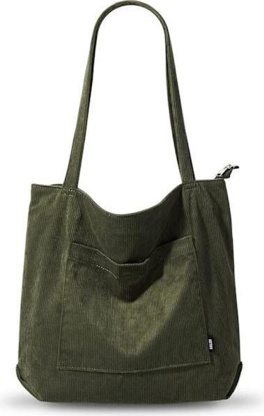 Cordfløyel Tote Bag med Glidelås Vanntett Cord Tote Bag med Lommer Romslig Skulderveske Håndveske