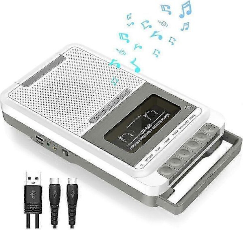 Kassettspiller opptaker konverter, ta opp til kassett/USB/SD-kort via mikrofon, konverter bærbar kassett til MP3-musikk via USB/SZRH