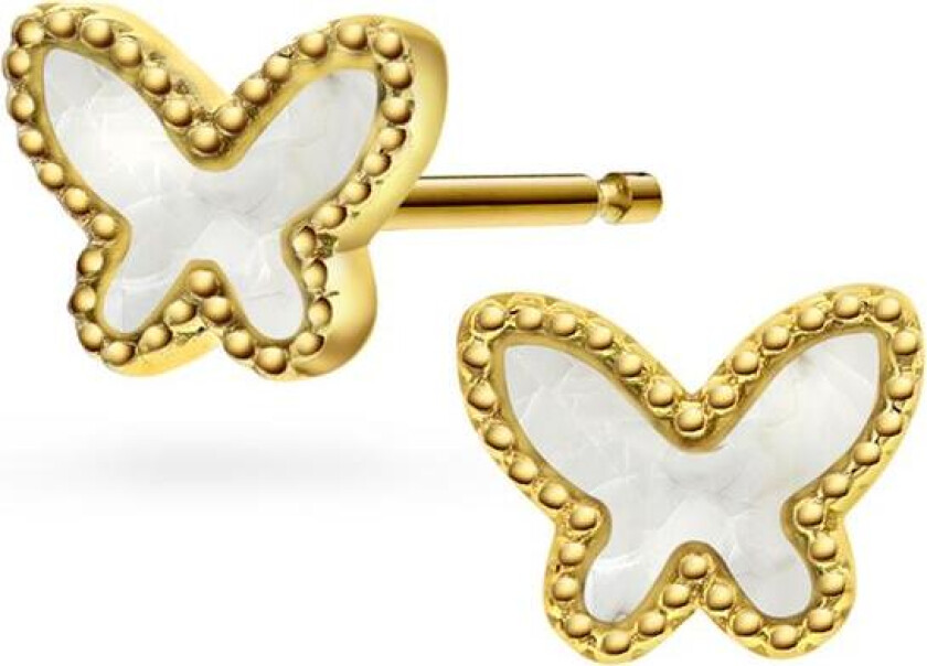 Øredobber i 925 forgylt sølv med sommerfugl