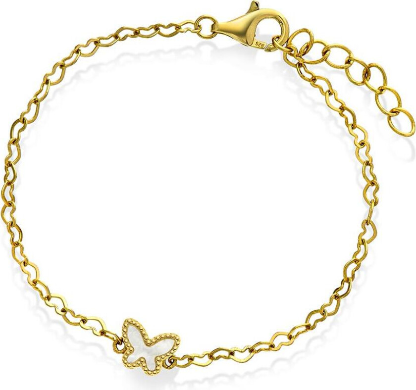 Armbånd i 925 forgylt sølv med sommerfugl