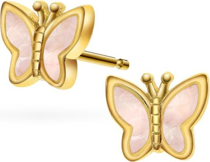 Øredobber i 925 forgylt sølv med sommerfugl