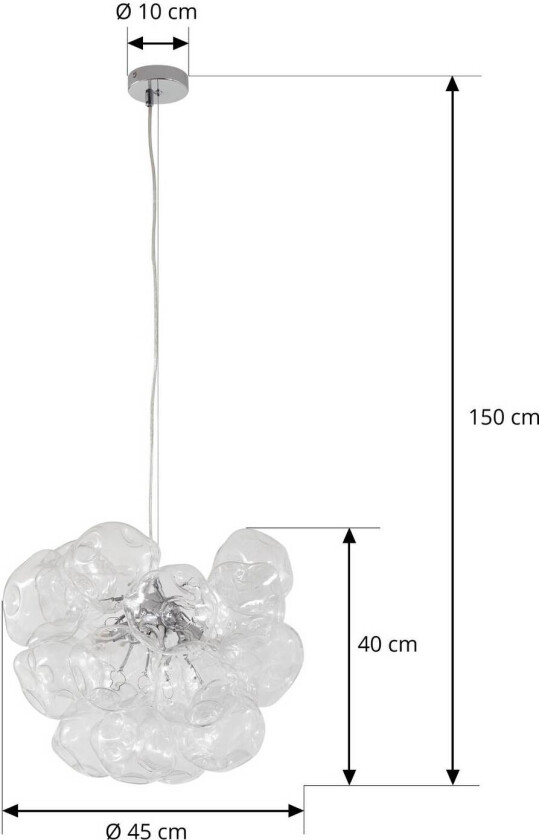 Lucande hengelampe Diborah, klar, Ø 43 cm, glass, G9
