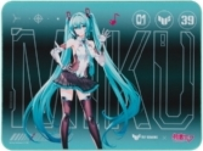 TUF Gaming P1 Hatsune Miku Edition, Turkis, Billede, Stof, Gummi, Skridsikker bund, Gaming musemåtte