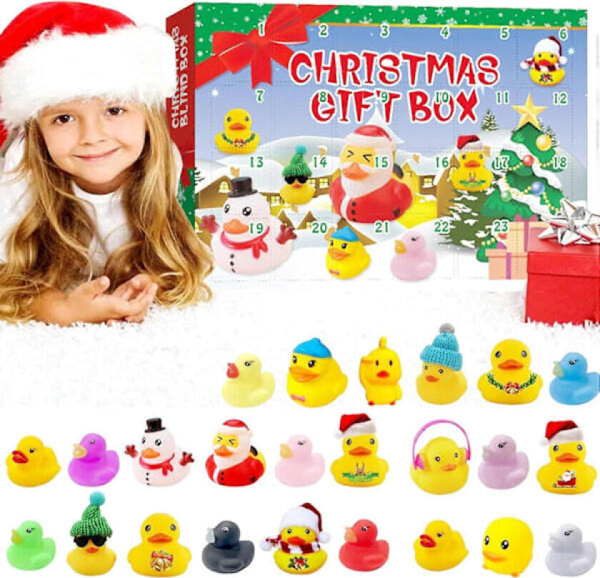 Adventskalender 2023 Gummibadeleke 24 Dager Søte Tegneserie Baby And Figurer Nedtellingskalender for Barn Barnegaver
