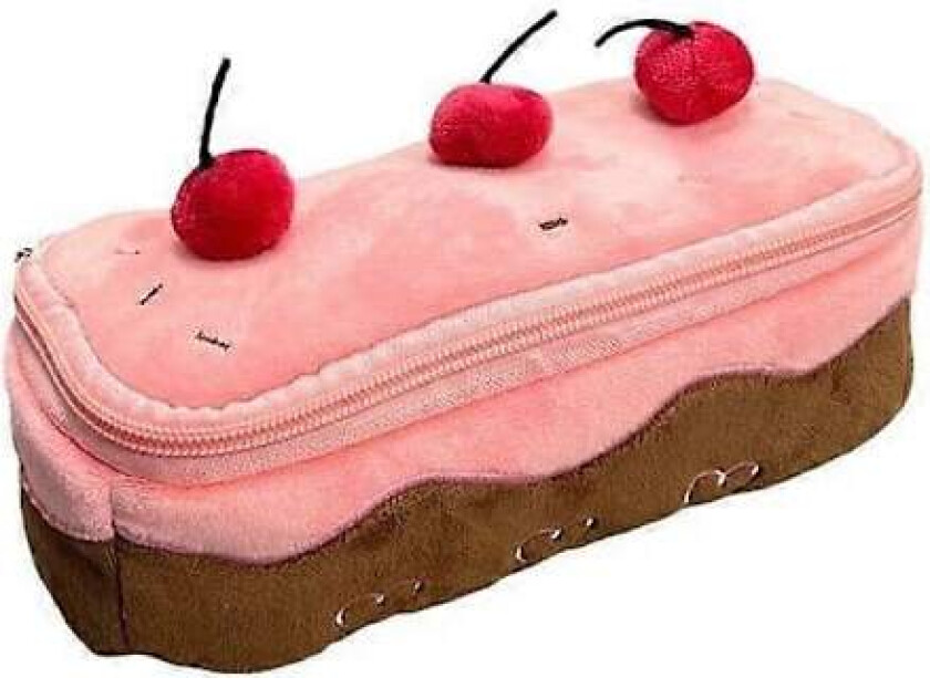 Kirsebær Penal - Plysj Y2K Estetisk Veske med Glidelås & Hjerte Design