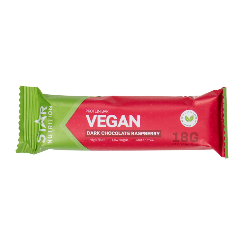 Star Nutrition Vegan Protein Bar, 55 G, Raspberry Chocolate, proteinbar STD