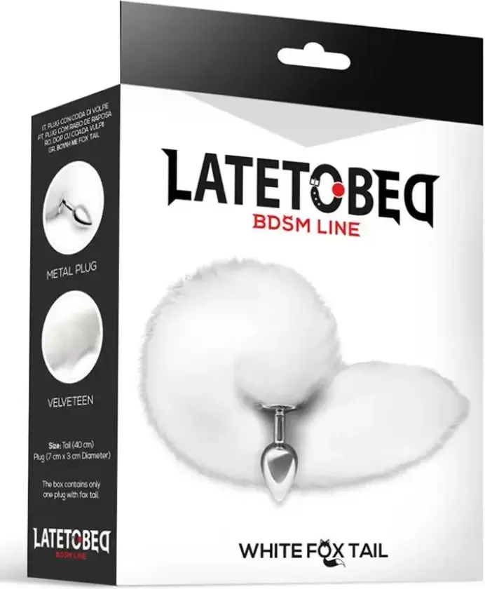 Metal Butt Plug With White Foxy Tail 40 cm
