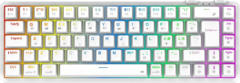 Explorer Mini trådløst gamingtastatur, hvit