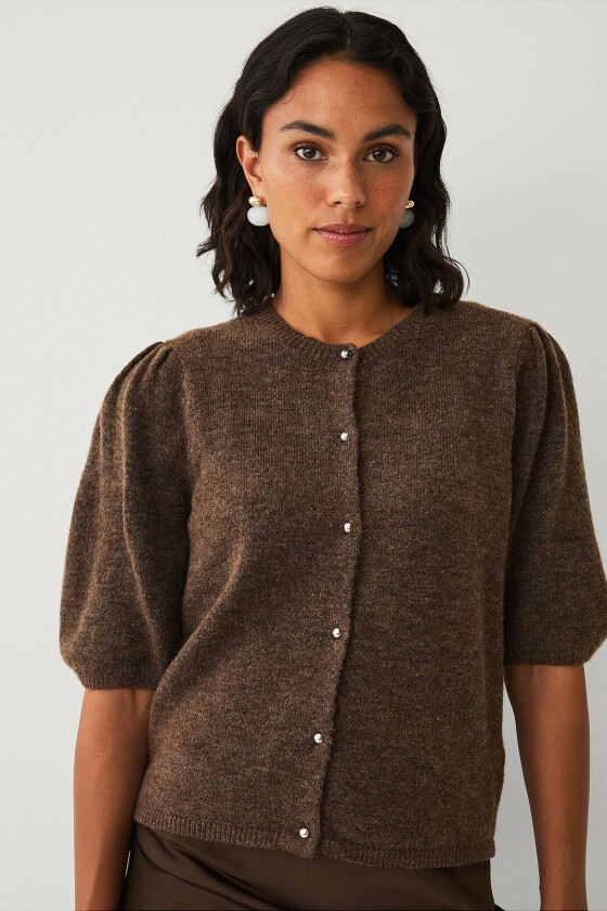 Kortermet cardigan - Brun