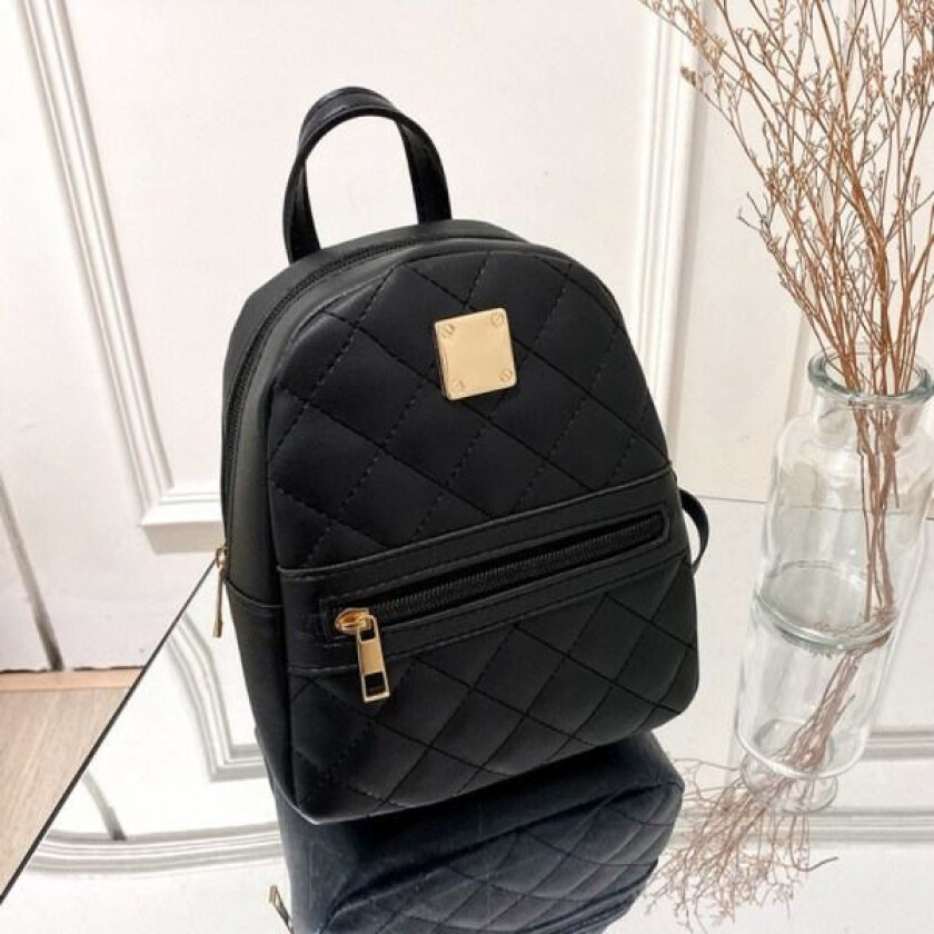 Mini Liten Ryggsekk Dame Skulderveske SVART svart