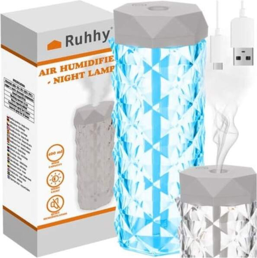 Aroma Diffuser Luftfukter 2-i-1 RGB Nattlampe Kristall_qq