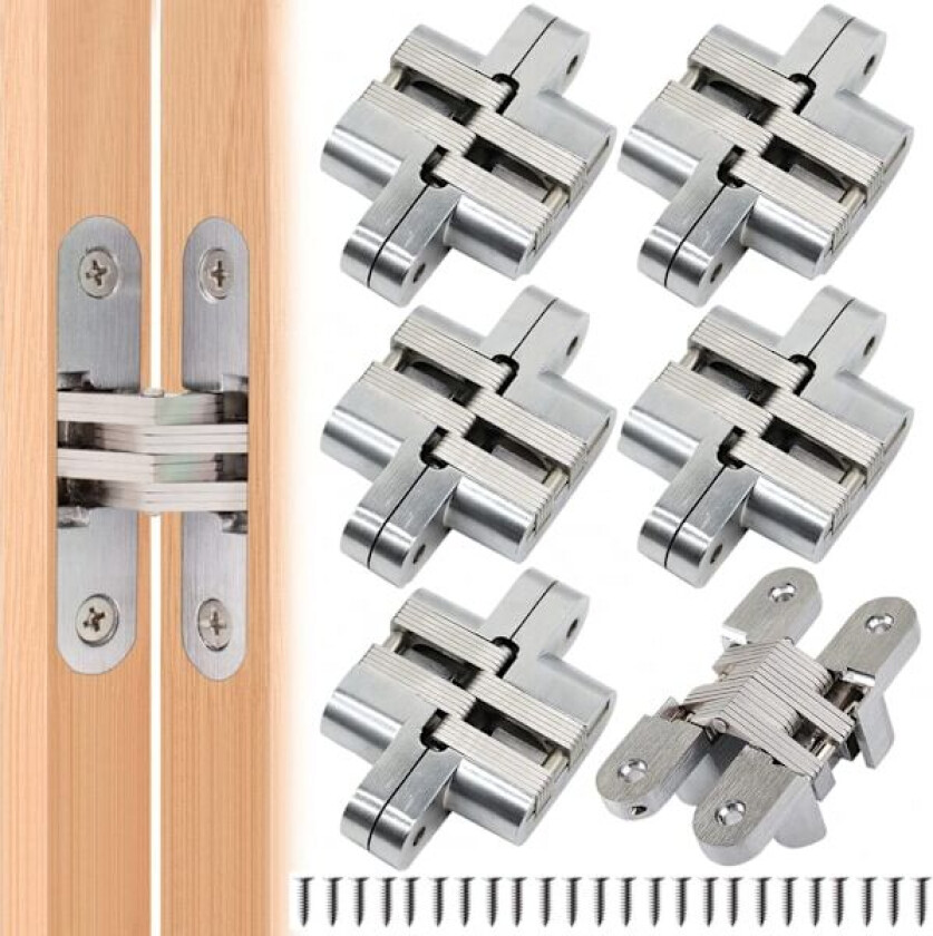 6 stk sammenleggbare hengsler (16*70mm) Skjulte krysshengsler Lås Usynlig hengsel Skap Buede hengsler