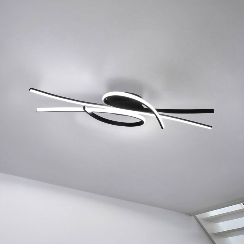 LED-taklampe Biba, svart, lengde 100 cm, metall, CCT