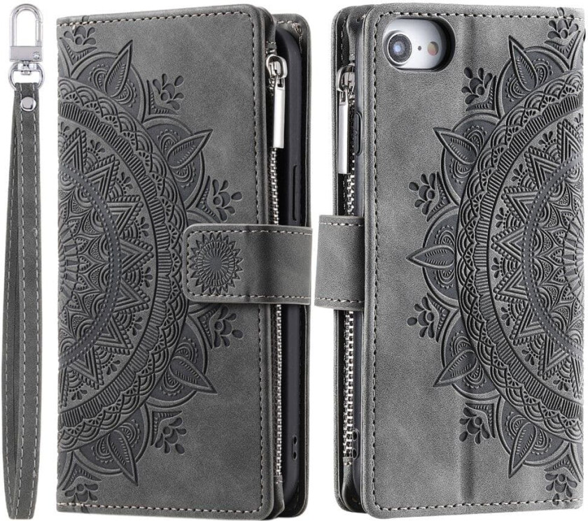 For iPhone 16e Lommebok Deksel Shell Mandala Blomstermønster