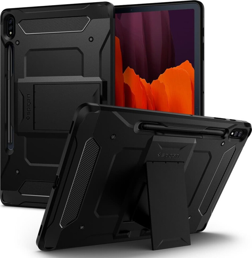 Spigen Samsung Galaxy Tab S7 Plus/Tab S8 Plus Deksel Tough Armor Pro Svart