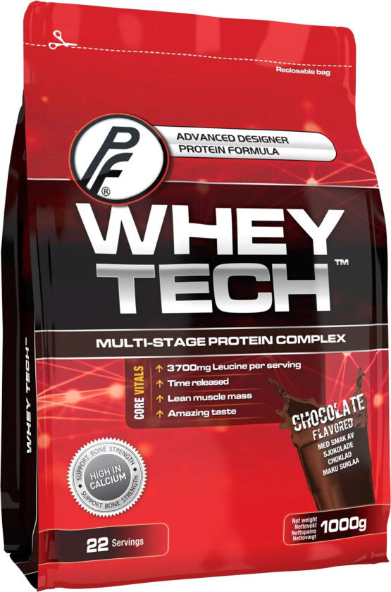 Whey Tech 1 kg, proteinpulver CHOCOLATE