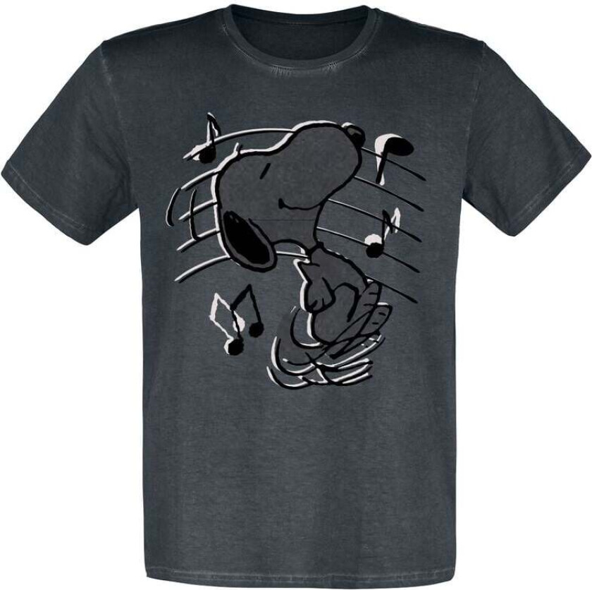 T-skjorte - Snoopy Music - S til 5XL - Herrer - svart