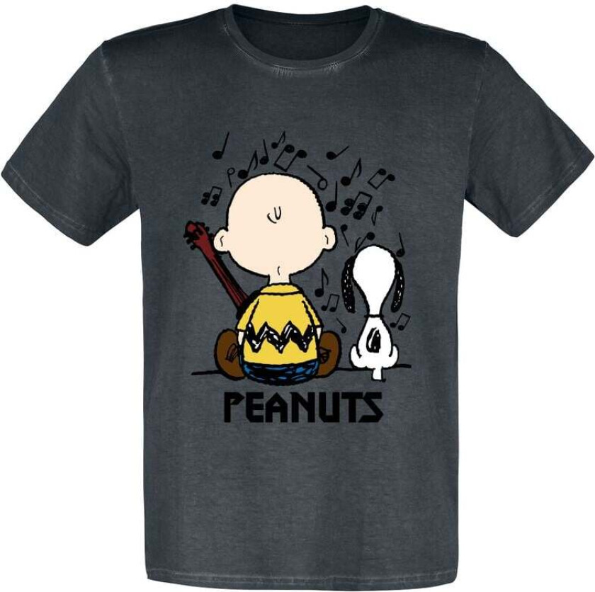 T-skjorte - Charlie Brown and Snoopy - S til 5XL - Herrer - svart