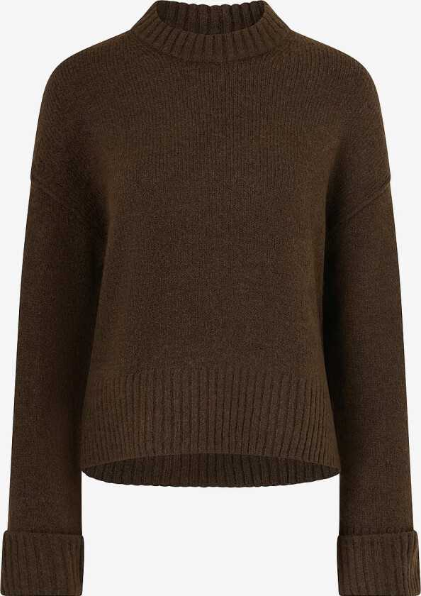 Pullover Folded Sleeve Knitted Sweater - Brun