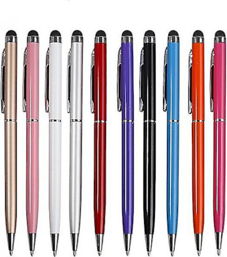 10 stk kapasitiv berøringsskjerm kulepenn med stylus myk touch 2 i 1 stylus kulepenn