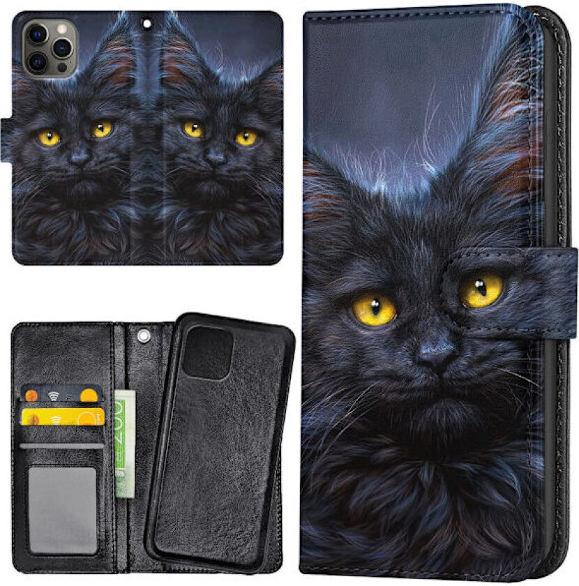 iPhone 13 Pro Max - Lommebok Deksel Svart Katt