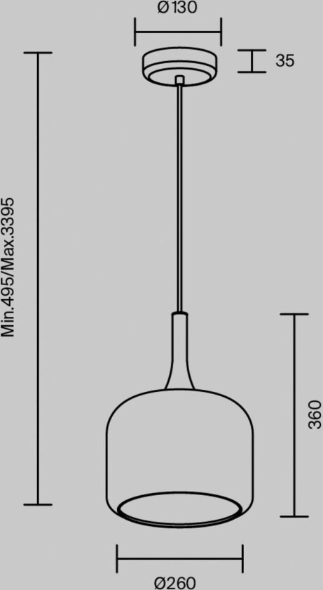 LED-hengelampe Spirito, røykgrå, glass, Ø 26 cm