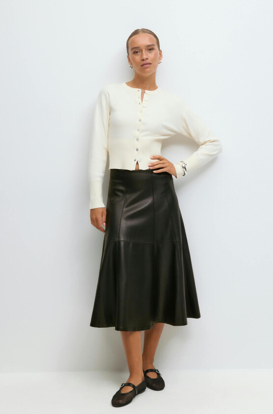 - Pu midi skirt - Skjørt - Svart - 44 - Dame