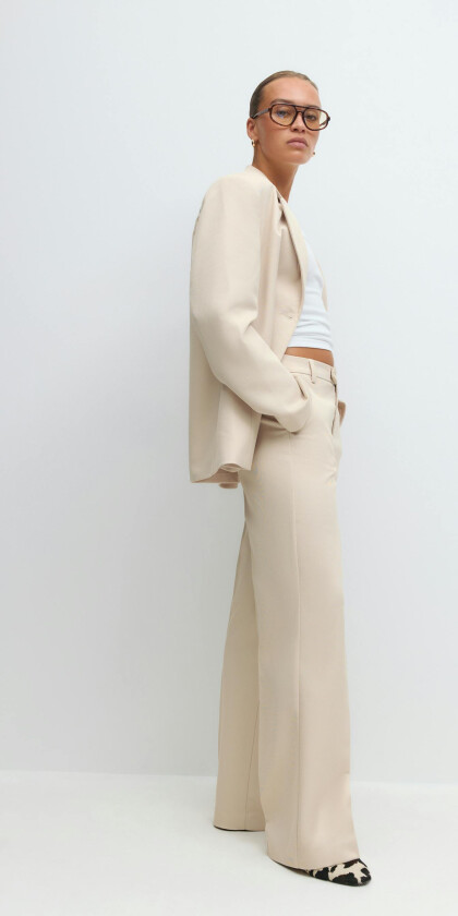- Straight twill trousers - rette dressbukser - Beige - 38 - Dame