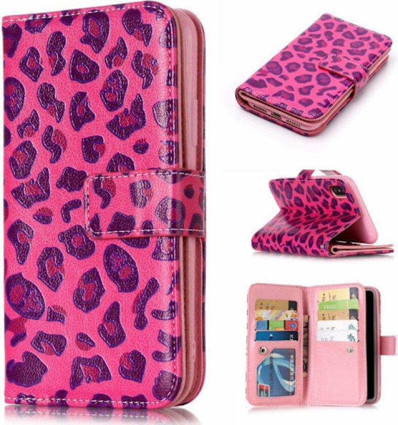 iPhone XS Max Deksel 9 Slots - Rose Leopard