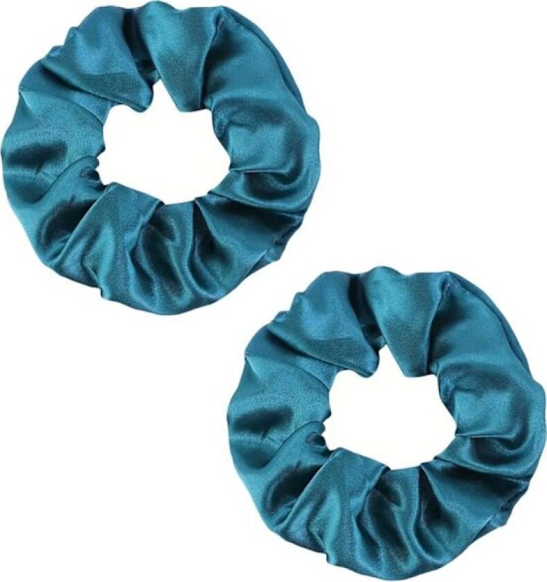 Hårbånd - Blågrønn turkis - Scrunchie - Sateng - 9 cm - Dobbelpakning