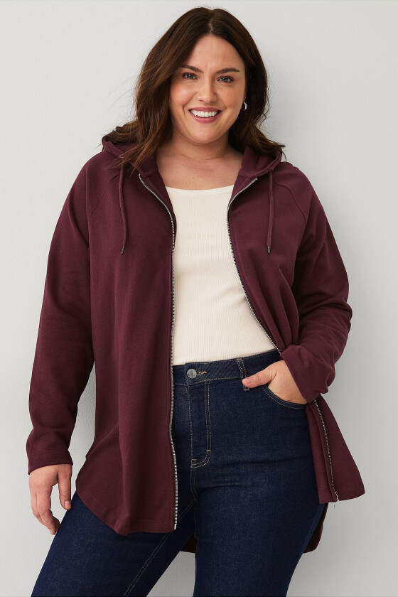 Genser med hette og glidelås - Rød