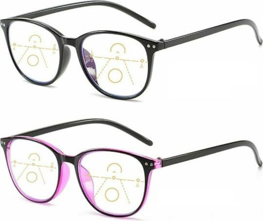 Bilde av Progressiva Multifokale Briller for Kvinner Menn Blålysblokkerende Lesebriller Svart