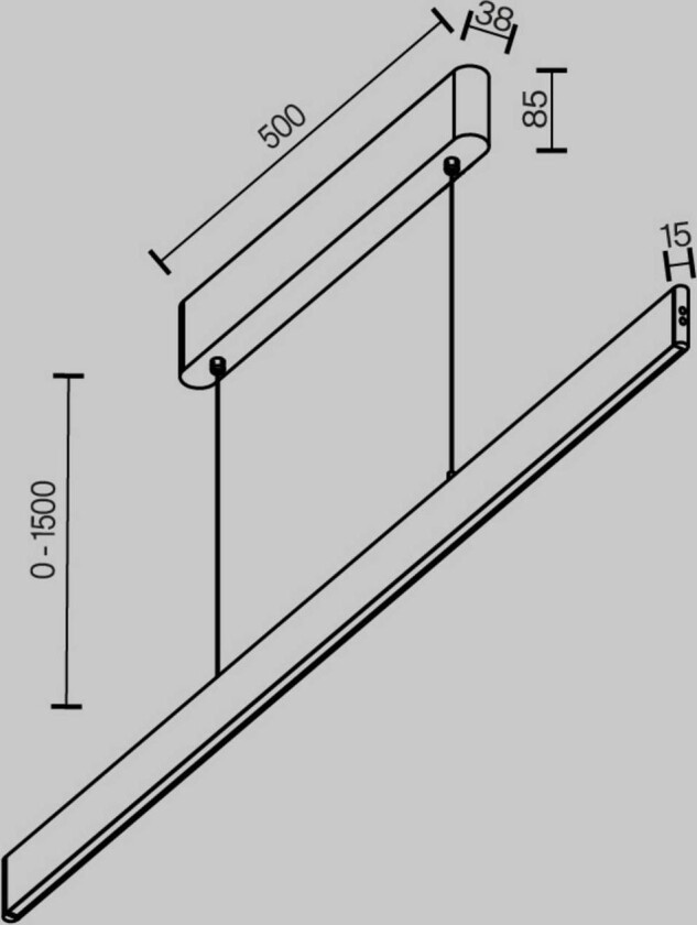 LED-hengelampe Ephoria, messing, aluminium, lengde 116 cm