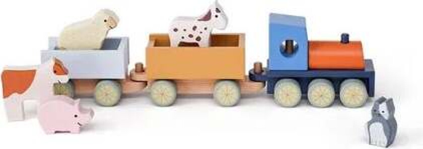 Aiden Tog med Bondegårdsdyr - Stableklosser - Tre