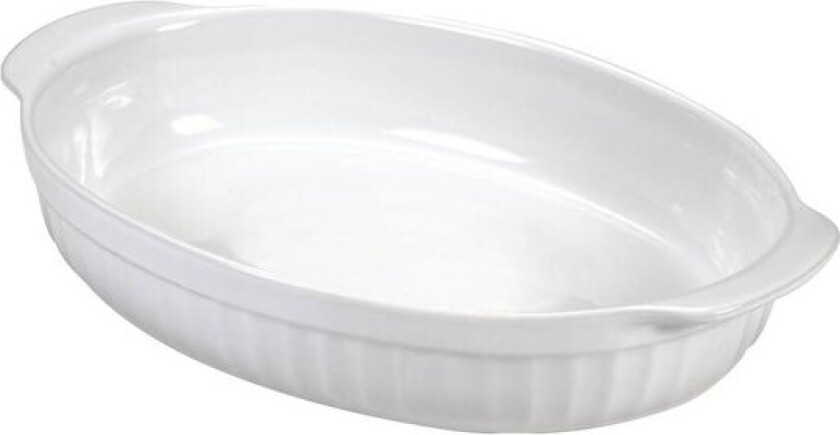 Ceramica ildfastform oval stor 36x24x6,8 cm hvit