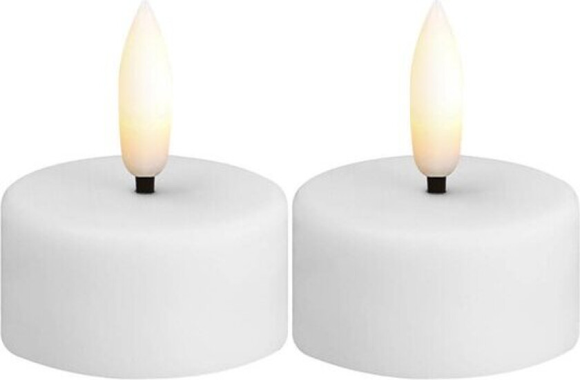 Tealight Candle LED telys 2 stk 3,9x2 cm hvit