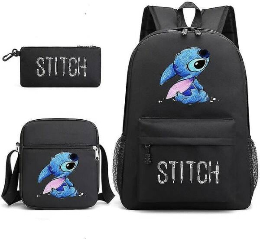 Lilo & Stitch Ryggsekk Sett Skoleveske. . - Perfekt Svart