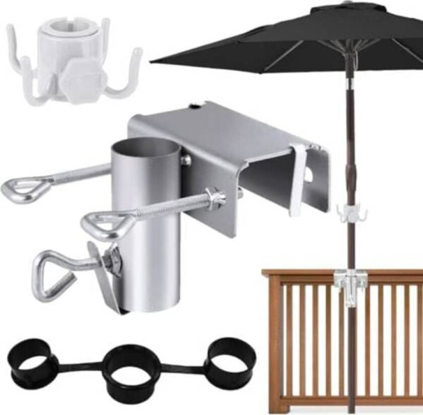 /HH/ Parasollfeste for balkong, Justerbar parasollfot for balkong ø 25-38 mm, Parasollfeste for balkongrekkverk for balkong og terrasse.ca