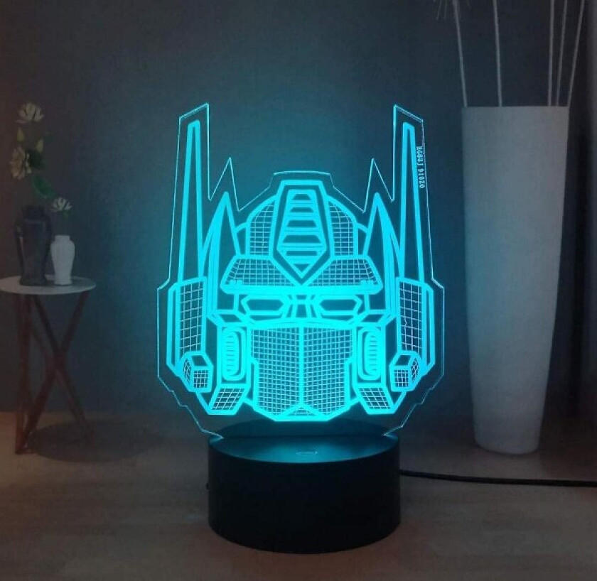 Transformers 3D nattlys, Optimus Prime 7 farger LED bordlampe, fjernkontroll nattlampe for barnerom, bursdags- og julegave til barn