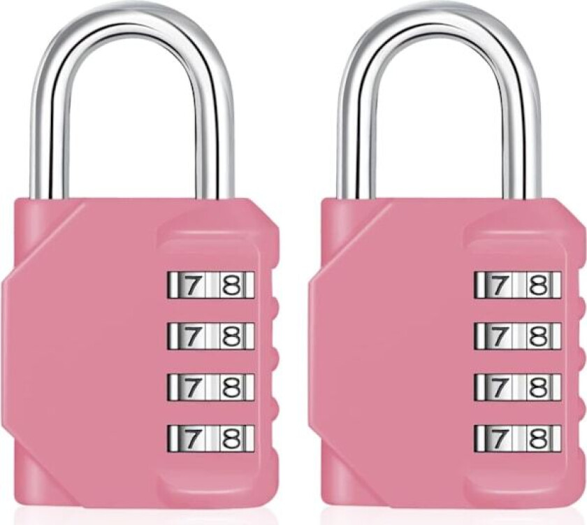 Kombinasjonshengelås for treningsskap, 4-sifret utendørs kodehengelås med sidevindu, hengelås for skoleskap, utendørs kombinasjonslås for 2p, rosa