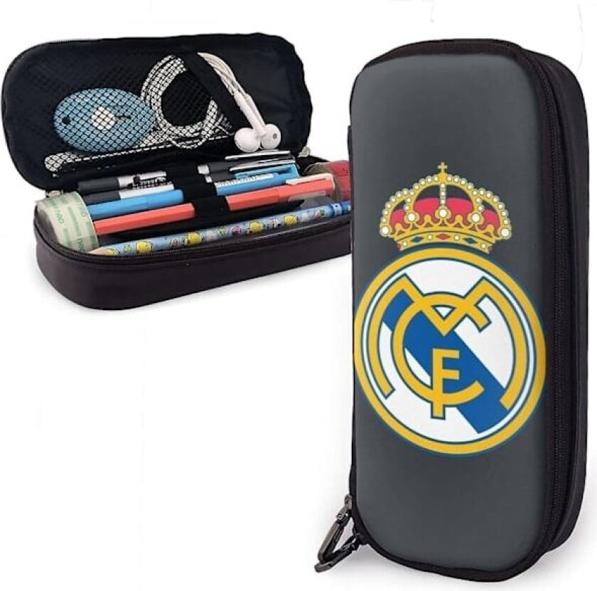 /Ryi/Real Madrid Lær Penal Pennal Skoleveske Kontor Bærbar Oppbevaringsboks Kosmetikkveske Mappe bd002948 FARGE One Size