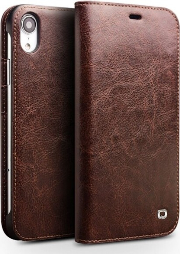 QIALINO iPhone Xr beskyttelses deksel av behandlet kuskinn - brun