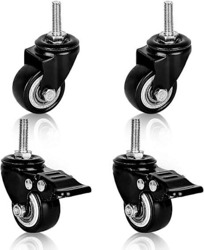 Nytt sett med 4 møbelhjul: M8 kraftige hjul møbelhjul M8 gjenge kraftige møbelhjul svingbare gummihjul møbel lenestol ca